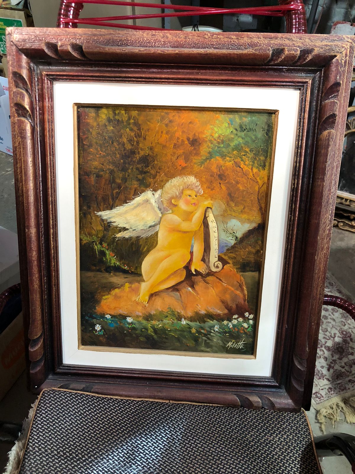 Quadro Anjo — Óleo Assinado "Miletta"