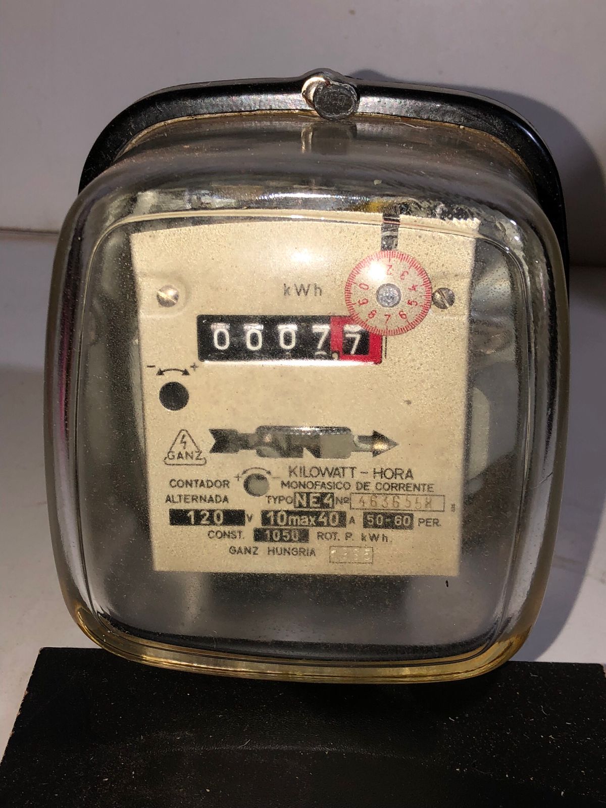 Medidor de Energia Antigo Ganz Hungria (Relógio de Luz kWh)